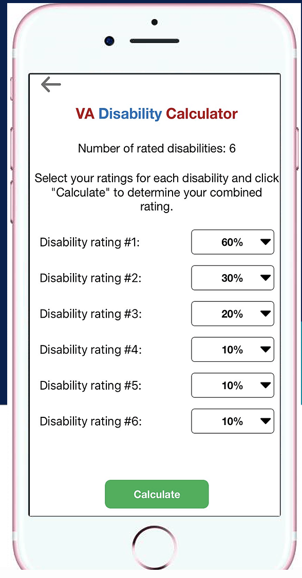 va disability combined rating table calculator