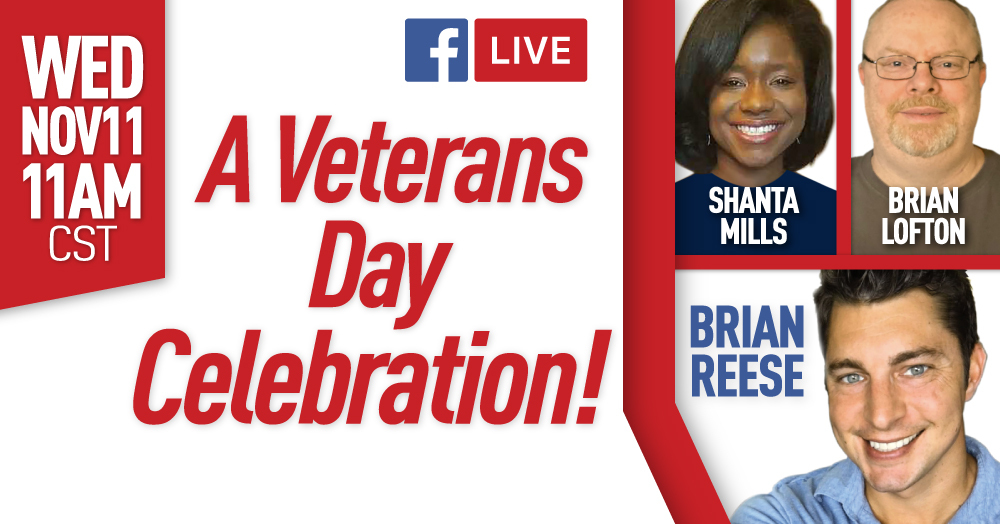 VA Claims Insider Founder & CEO, Brian Reese, and Veteran Coaches Shanta Mills and Brian Lofton, will be going Live on Facebook for Veterans Day, November 11th, 2020 at 11am CST.