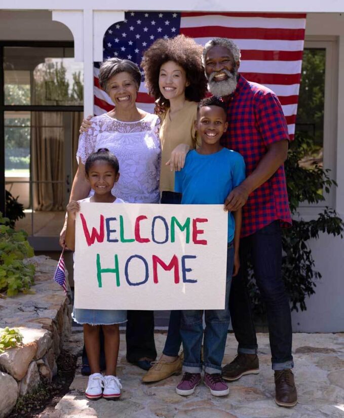 Family of a service member welcomes them home having discussed what to say to a Veteran on Veterans Day