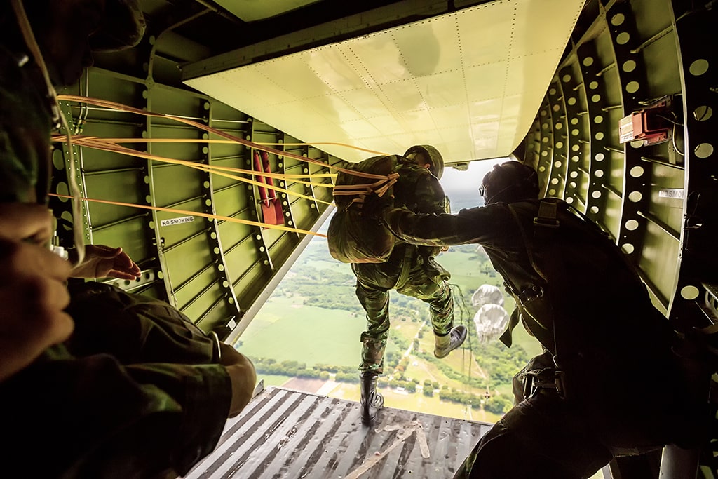 Paratrooper Jumping Out of Plane