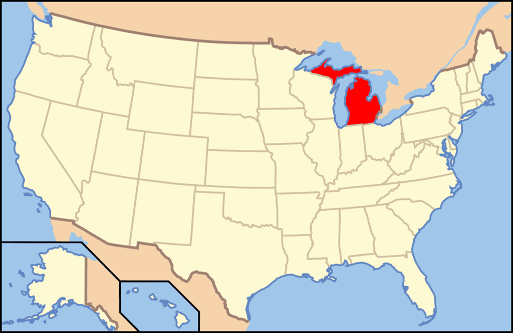 Map of USA MI