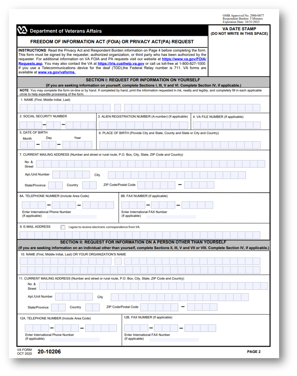 VA FOIA Request Form 