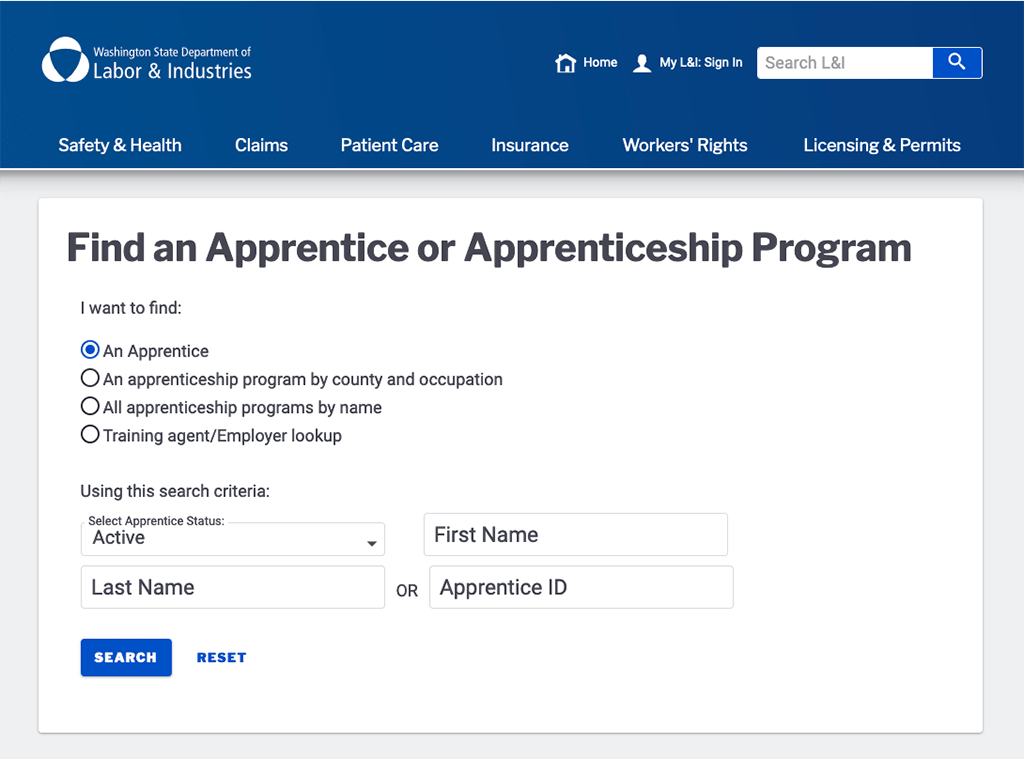 Washington State Department Of Labor and Industries Apprenticeship Programs