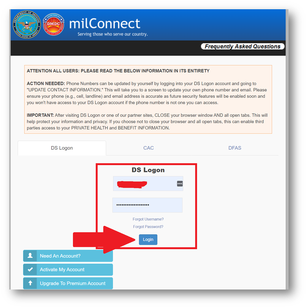 milConnect DS logon to get DD 214 online