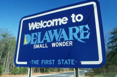 Welcome to Delaware road sign.
