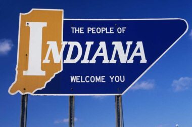 Welcome to Indiana road sign.