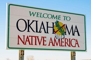 "Welcome to Oklahoma Native America" road sign.