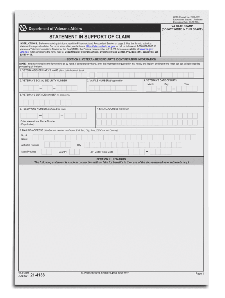 va form 4138