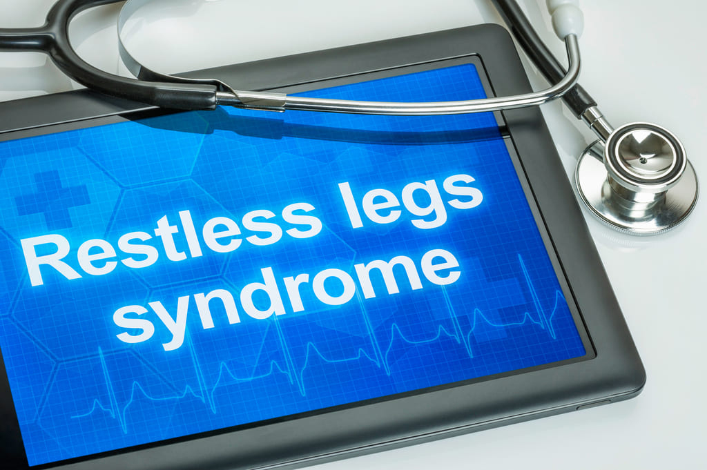 Restless legs syndrome graphic with stethoscope.