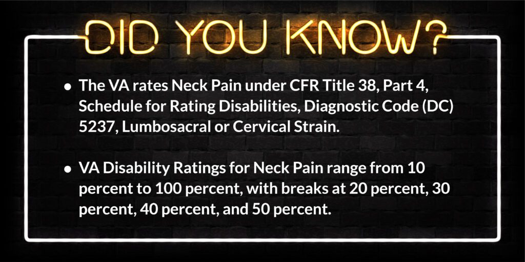 VA Disability Rating for Neck Pain