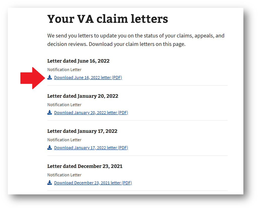 Click to download your VA rating decision letter