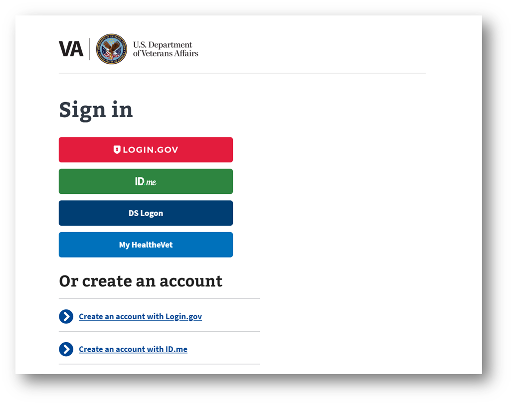 Login at VA.gov 