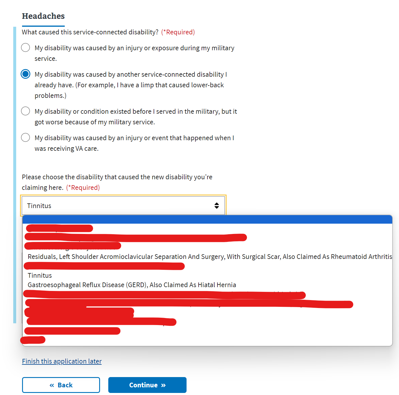 Check Your Service Connected Disability Conditions Using the Dropdown on VA.gov