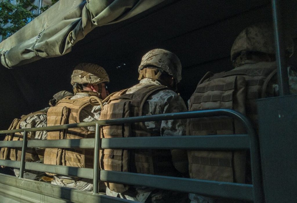 US MILITARY SOLDIERS IN A TRUCK