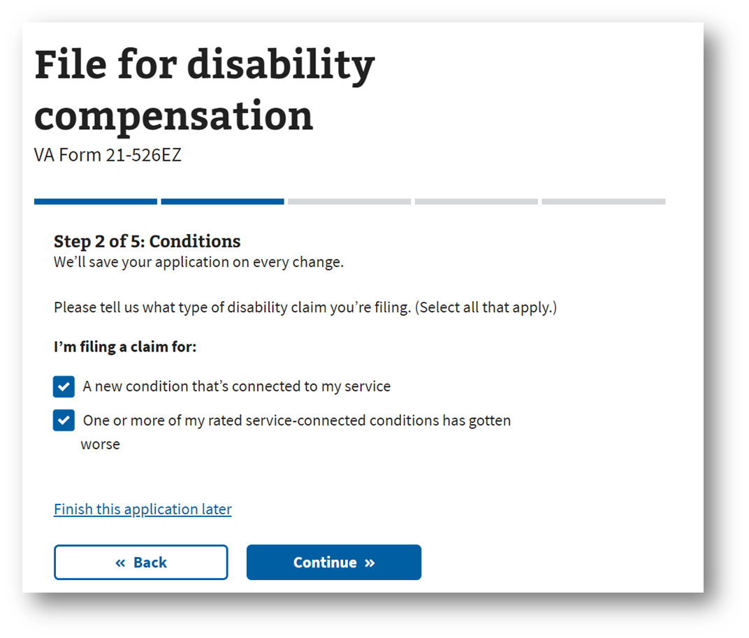 Step #7. Add a New Disability and/or Increase a Current Disability Rating 