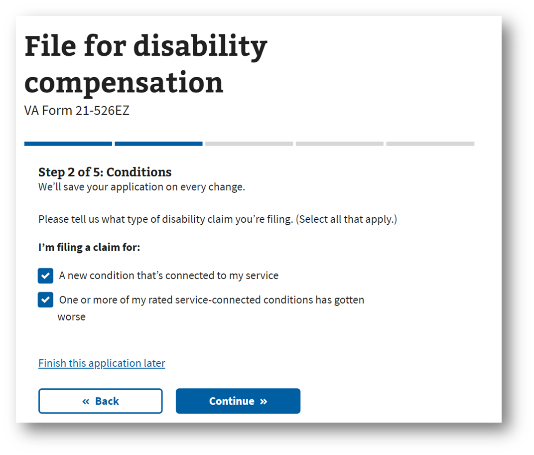 Step #7. Check the Second Box to Increase a Current Disability Rating 