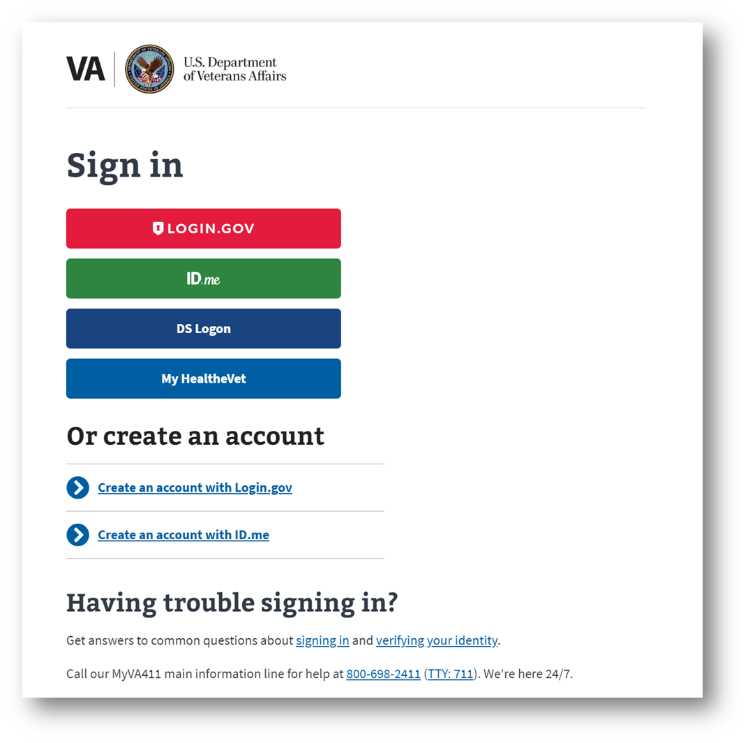 Step #1. Sign-in at VA.gov