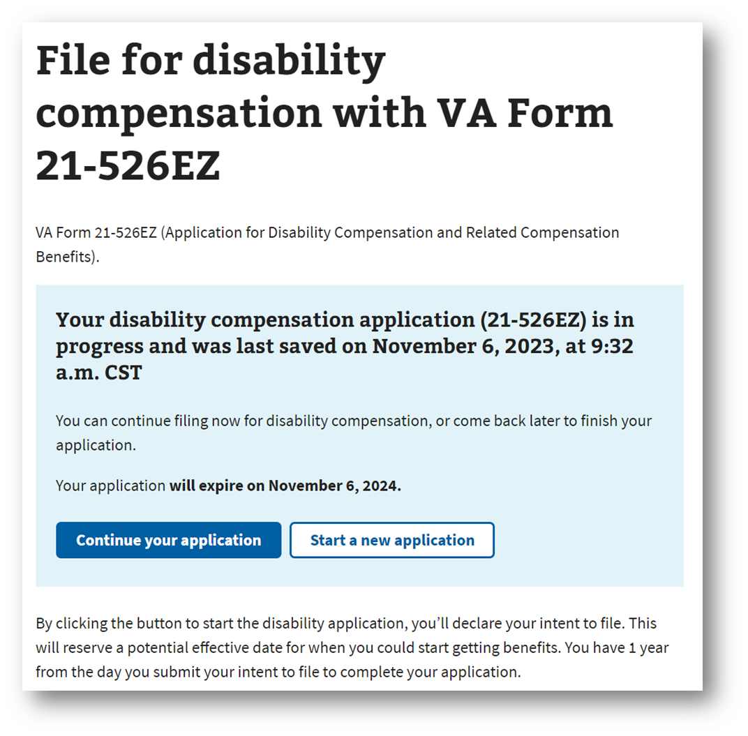 Step #4. Continue a Current VA Disability Claim or Start a New Application 
