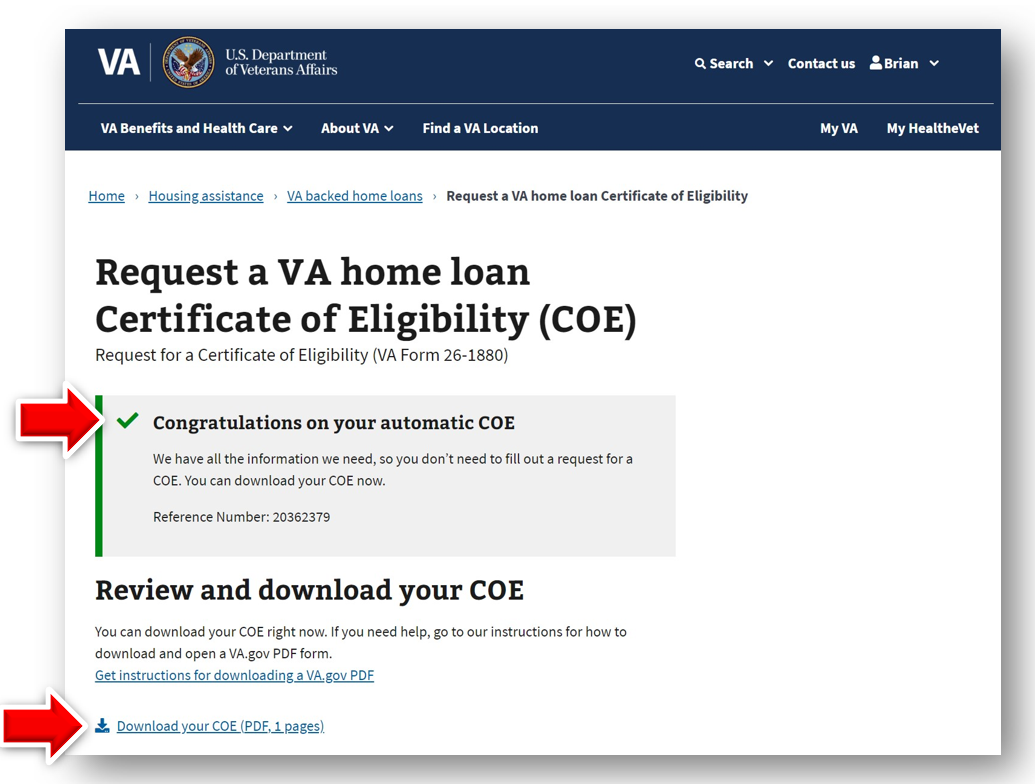 Step 3 Download Your VA COE Form Online