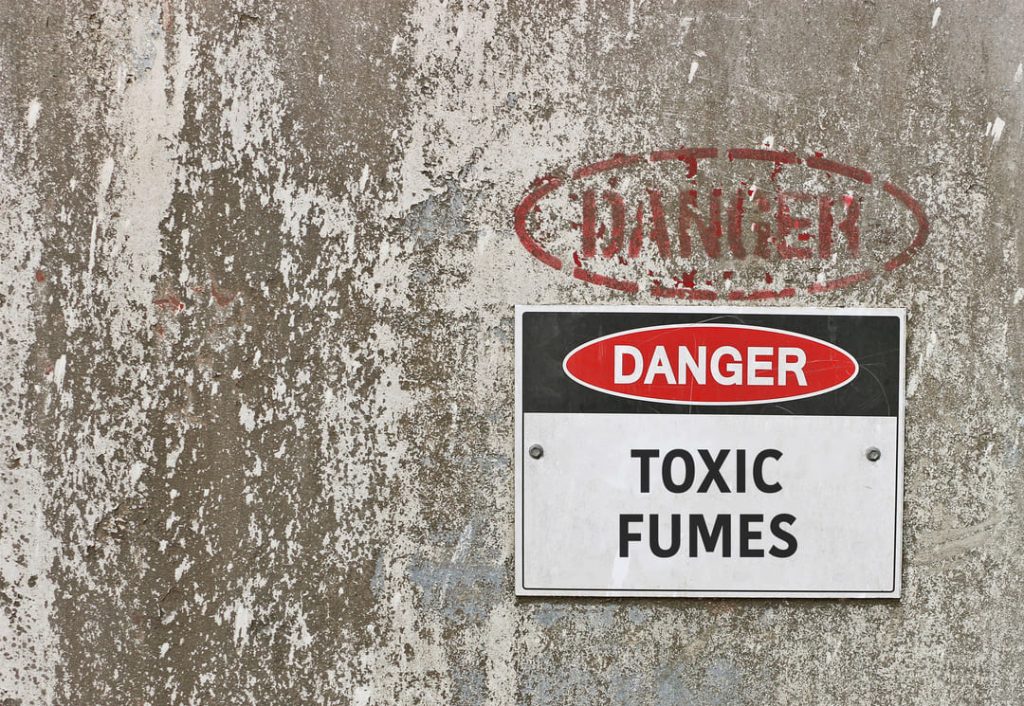 Danger Toxic Fumes sign.