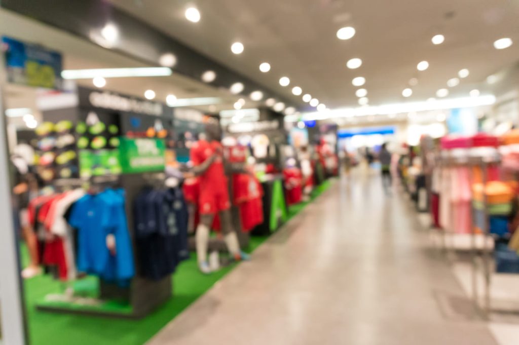 Photo inside a sporting goods store.