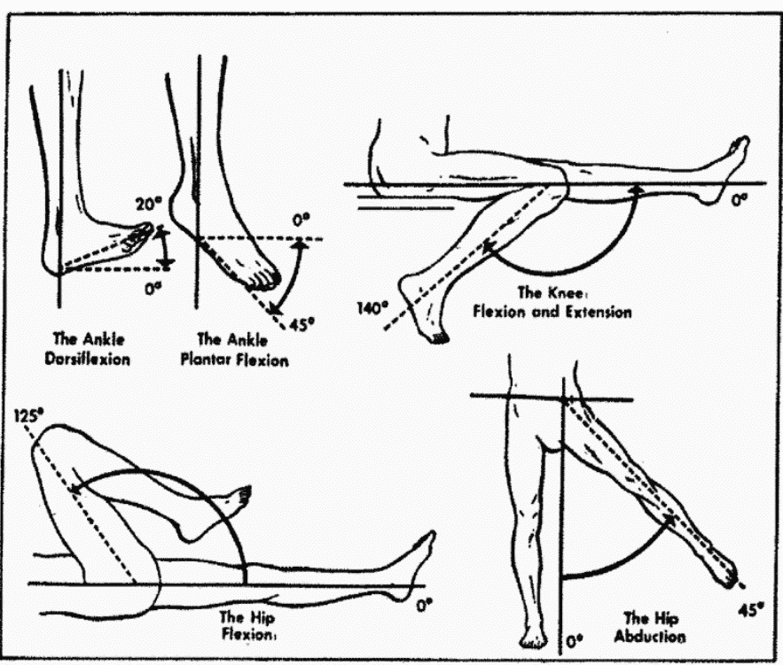 Ankle Knee and Hip VA Range of Motion Chart