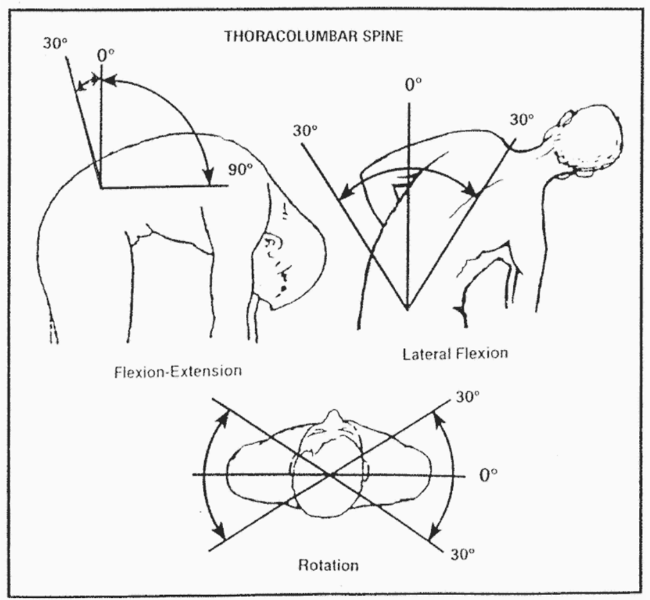 Thoracolumbar Spine VA Range of Motion Chart