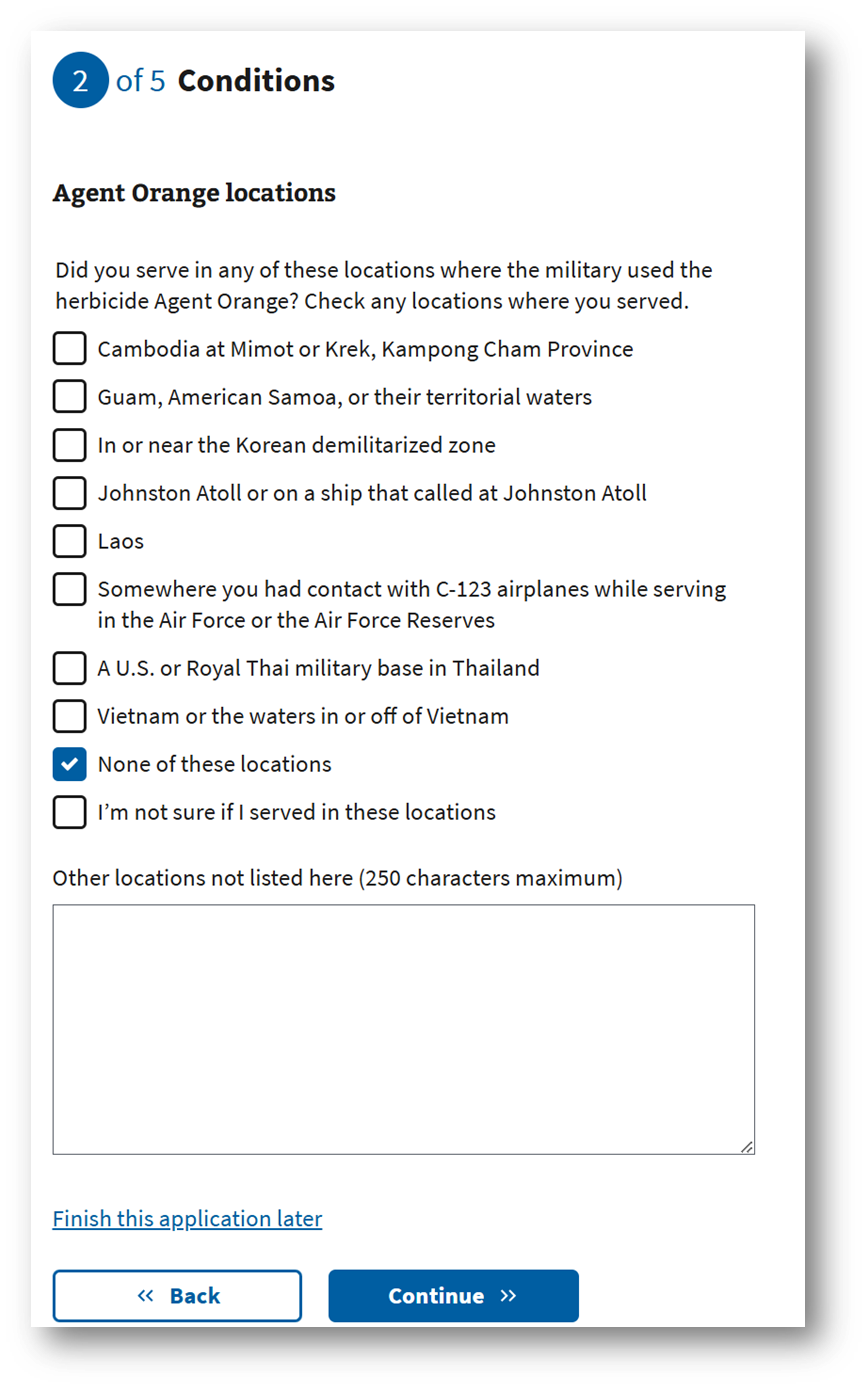 Agent orange locations list