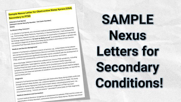 Sample Nexus Letter for Secondary Condition