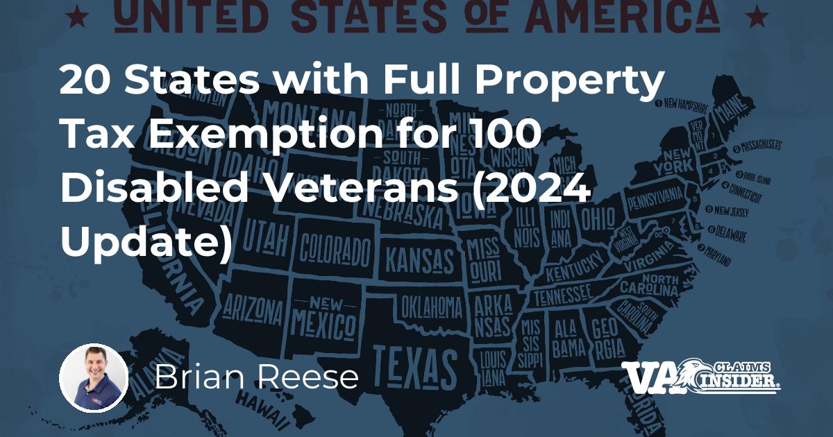 18 States With Full Property Tax Exemption for 100 Disabled Veterans