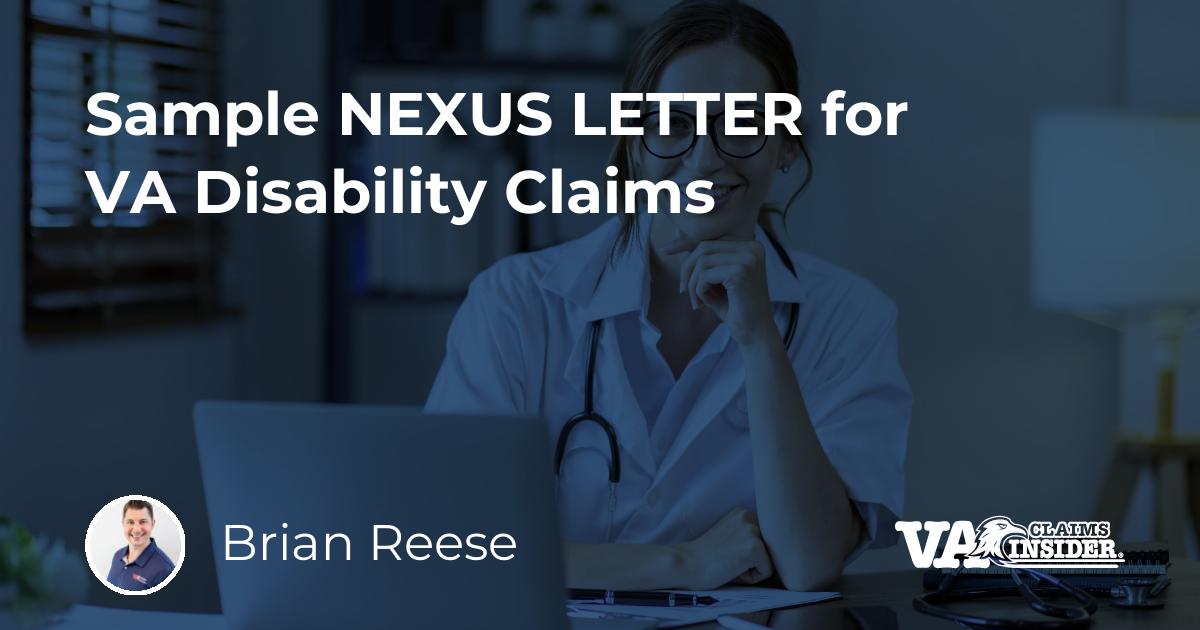 Sample NEXUS LETTER for VA Disability Claims