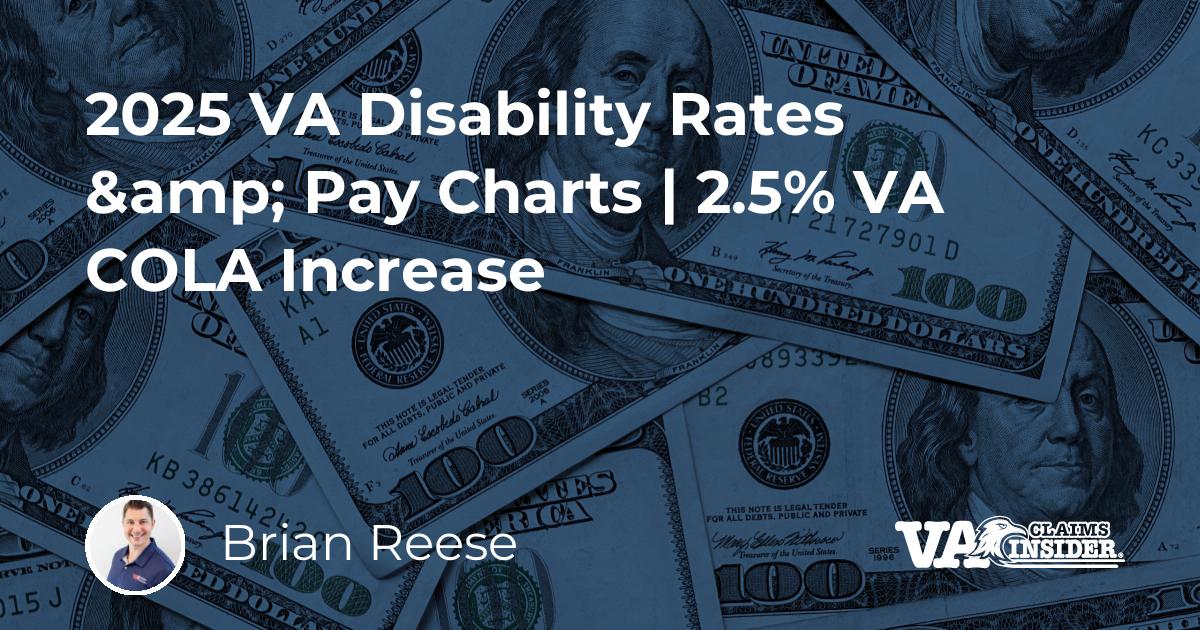 2025 VA Disability Rates & Pay Charts 2.5 VA COLA Increase