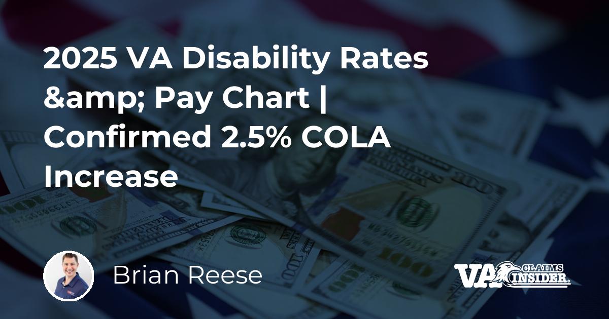 2025 VA Disability Rates & Pay Chart Confirmed 2.5 COLA Increase